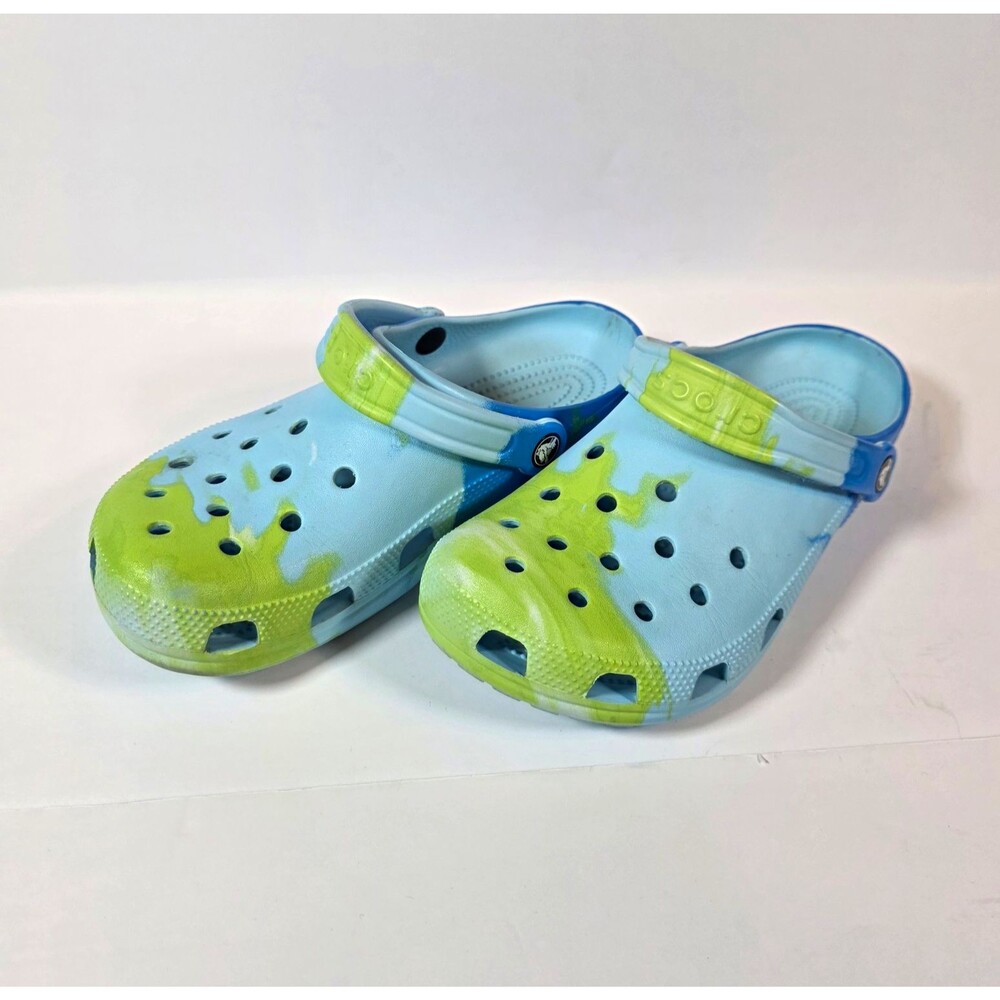 Crocs Classic Unisex Kids Clog US 7 Blue/Green Colorblock Slip On Strap